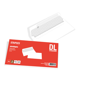 Staples Envelope Comercial, International DL, 110 x 220 mm, Autocolante, Branco