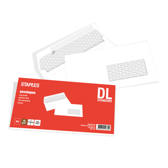 Staples Envelope Comercial, Internacional DL, 110 x 220 mm, com Janela, Branco