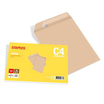 Staples Envelope Comercial, International C4, 324 x 229 mm, Autocolante, Papel, Manila