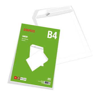 Staples Envelope Comercial, International B4, 353 x 250 mm, Autocolante, Papel, Branco