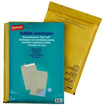 Staples Envelope de Bolhas, 220 mm, Autocolante, Kraft