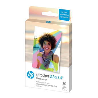 HP Papel Fotográfico para Sprocket Select e Sprocket Plus, 5,8 x 8,7 cm, Pack 20 Folhas