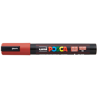POSCA Marcador PC-5M, Ponta Redonda Média 1,8 a 2,5 mm, Tecnologia de Tinta Líquida, Vermelho Rubi