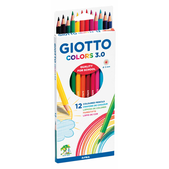 GIOTTO Lápis de Cor Colors 3.0, Corpo Hexagonal, 12 Cores