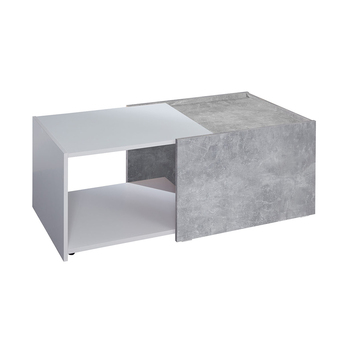 CSD Mesa de Centro Block, Extensível, 60 - 108 x 40 x 50 cm, Aglomerado Forrado, Branco e Cinzento