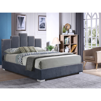 CSD Cama Noon, 209 x 124 x 152 cm, Veludo, Cinzento