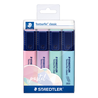 STAEDTLER Marcadores Flourescentes Textsurfer Classic, Ponta Biselada 1 - 5 mm, Pastel&Vintage Sortido, Embalagem de 4