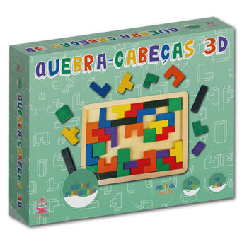 Jogo Puzzle Educativo, Madeira, 45 Peças, Colorido