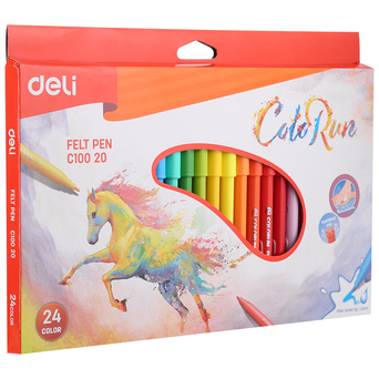 DELI Canetas de Feltro ColorRun, Embalagem de 24 Cores