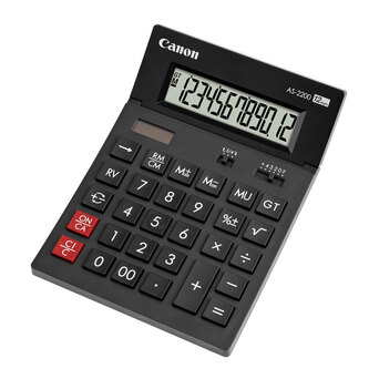 Canon Calculadora de Secretária AS-2200, LCD, 12 Dígitos, Preto