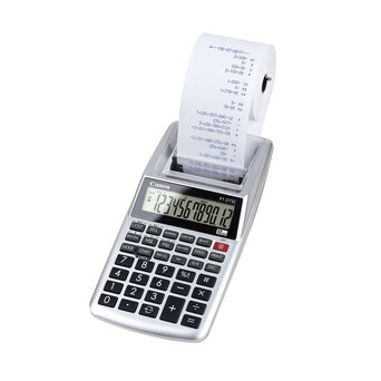 Canon Calculadora de Secretária P1-DTS II com Impressão, Inclui Carregador, Cinzento Claro