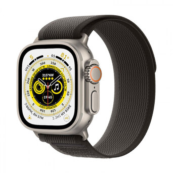 APPLE Smartwatch Watch Ultra GPS + Cellular, 49 mm, Caixa em Titânio Natural Cinzento e Bracelete Loop Trail Preto e Cinzento, Tamanho Médio/Grande (145 a 220 mm)