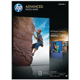 HP Advanced Papel Fotográfico para Jacto de Tinta A4 Brilhante 250 g/m² Branco 25 Folhas