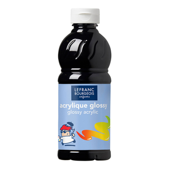 LEFRANC BOURGEOIS Garrafa Tinta Acrílica Glossy, 500 ml, Preto