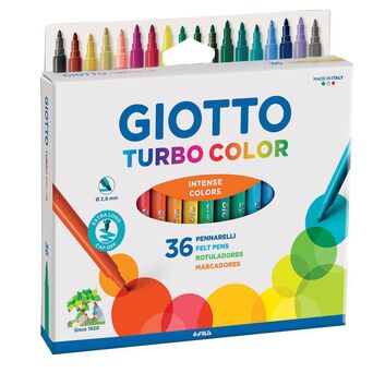 GIOTTO Canetas de Feltro Turbo Color, Ponta Média, 36 Unidades
