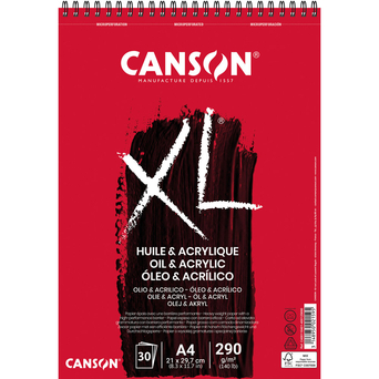 CANSON Bloco de Desenho XL® Óleo & Acrílico, A4, 290 g/m², 30 Folhas