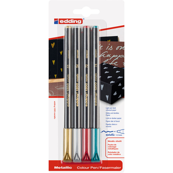 edding Marcador 1200, Ponta Redonda 1-3 mm, Sortido Cores Metálicas, Leve 4 Pague 3