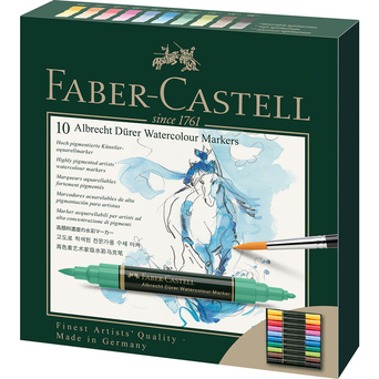 FABER-CASTELL Marcador Aguarelável de Ponta Dupla Albrecht Dürer, 10 Cores Sortidas