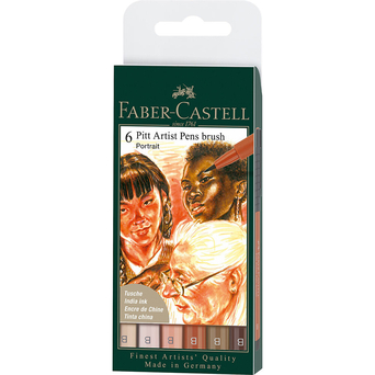 FABER-CASTELL Marcador Tinta da China Artist Pen Pitt Retrato, 6 Marcadores