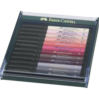 FABER-CASTELL Marcador Artist Pen Pit, 12 Cores Pele