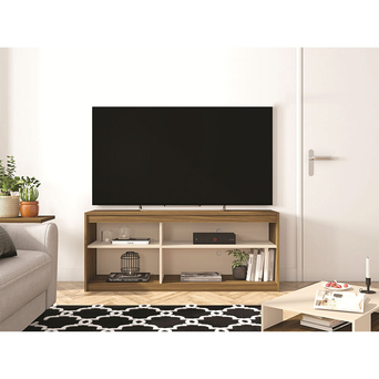 CSD Móvel TV com 4 Compartimentos Califórnia, 136 x 56 x 36 cm, Carvalho e Branco