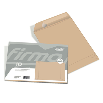 FIRMO Envelope Comercial B4, 250 x 353 x 40 mm, Autocolante, Papel Kraft, 10 Unidades