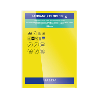 FABRIANO Cartolina, A4, 185 g/m², Amarelo Canário, 50 Folhas