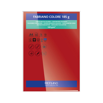 FABRIANO Cartolina, A4, 185 g/m², Vermelho, 50 Folhas